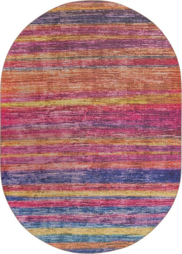 Multicolor 7' 6 x 10' 6 Asha Oval Area Rug 100% Chenille Cotton Easy Clean Indoor Living Dining Bedroom Office Carpet for Sale at Rug Engine
