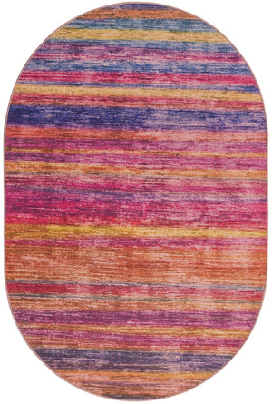 Multicolor 4' x 6' Asha Oval Area Rug 100% Chenille Cotton Easy Clean Indoor Living Dining Bedroom Office Carpet for Sale at Rug Engine