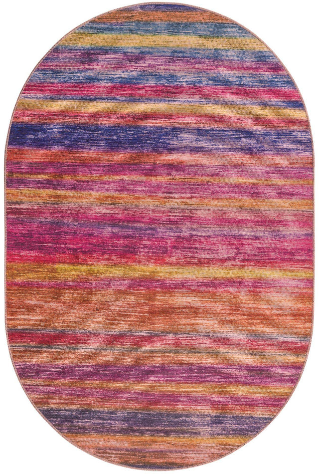 Multicolor 4' x 6' Asha Oval Area Rug 100% Chenille Cotton Easy Clean Indoor Living Dining Bedroom Office Carpet for Sale at Rug Engine