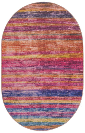 Multicolor 3' 6 x 5' 6 Asha Oval Area Rug 100% Chenille Cotton Easy Clean Indoor Living Dining Bedroom Office Carpet for Sale at Rug Engine