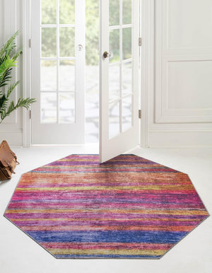 Multicolor 7' 7 x 7' 7 Asha Octagon Area Rug 100% Chenille Cotton Easy Clean Indoor Living Dining Bedroom Office Carpet for Sale at Rug Engine