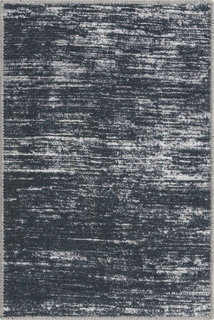 Black 2' x 3' Asha Rectangle Area Rug 100% Chenille Cotton Easy Clean Indoor Living Dining Bedroom Office Carpet for Sale at Rug Engine