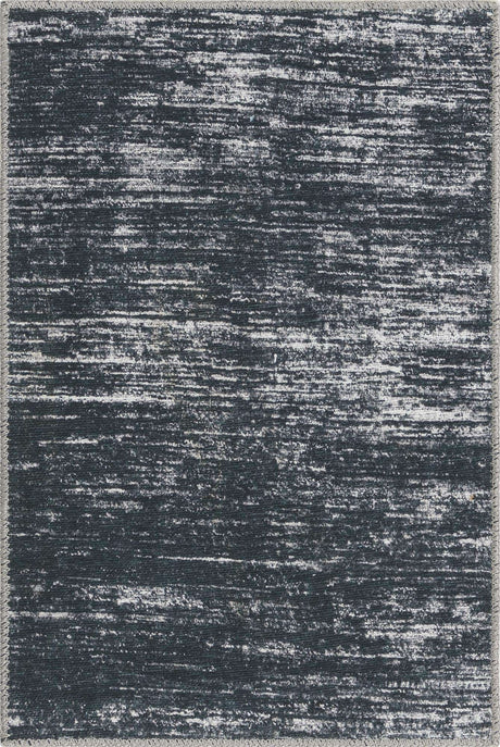 Black 2' x 3' Asha Rectangle Area Rug 100% Chenille Cotton Easy Clean Indoor Living Dining Bedroom Office Carpet for Sale at Rug Engine