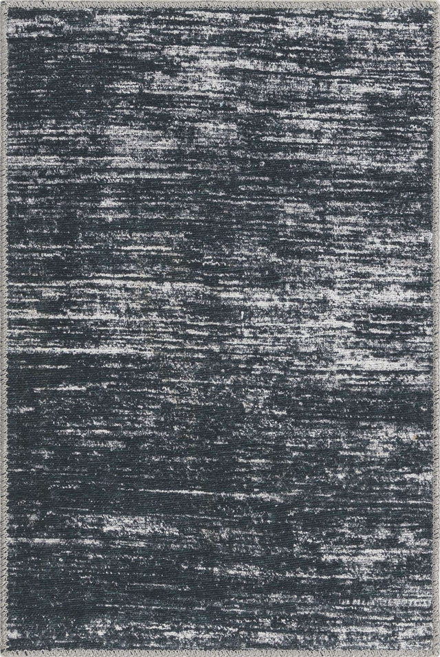 Black 2' x 3' Asha Rectangle Area Rug 100% Chenille Cotton Easy Clean Indoor Living Dining Bedroom Office Carpet for Sale at Rug Engine