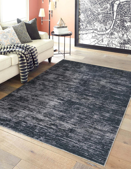 Black 4' x 6' Asha Rectangle Area Rug 100% Chenille Cotton Easy Clean Indoor Living Dining Bedroom Office Carpet for Sale at Rug Engine