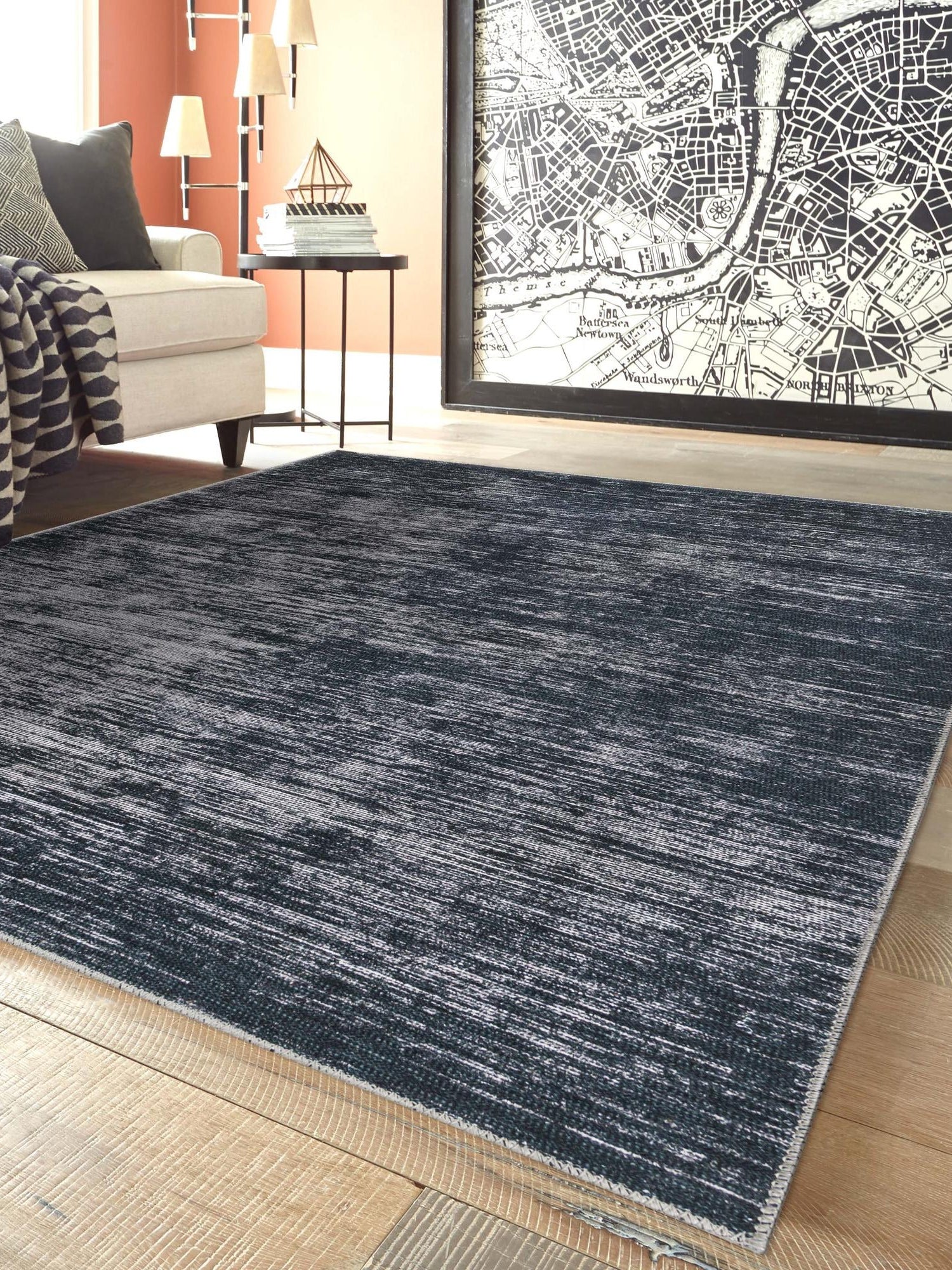 Black 8' 4 x 12' Asha Rectangle Area Rug 100% Chenille Cotton Easy Clean Indoor Living Dining Bedroom Office Carpet for Sale at Rug Engine