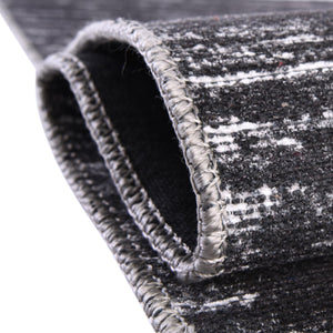 Black 4' x 6' Asha Rectangle Area Rug 100% Chenille Cotton Easy Clean Indoor Living Dining Bedroom Office Carpet for Sale at Rug Engine