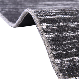 Black 7' 6 x 10' 6 Asha Rectangle Area Rug 100% Chenille Cotton Easy Clean Indoor Living Dining Bedroom Office Carpet for Sale at Rug Engine