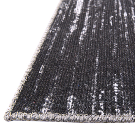 Black 2' x 6' Asha Runner Area Rug 100% Chenille Cotton Easy Clean Indoor Living Dining Bedroom Office Carpet for Sale at Rug Engine