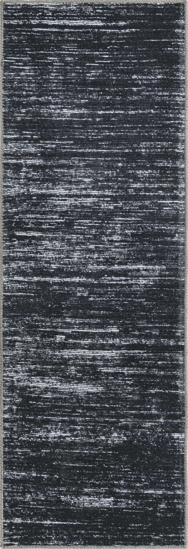 Black 2' x 6' Asha Runner Area Rug 100% Chenille Cotton Easy Clean Indoor Living Dining Bedroom Office Carpet for Sale at Rug Engine