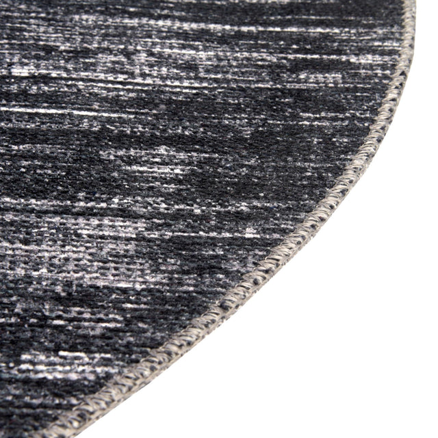 Black 3' 6 x 3' 6 Asha Round Area Rug 100% Chenille Cotton Easy Clean Indoor Living Dining Bedroom Office Carpet for Sale at Rug Engine