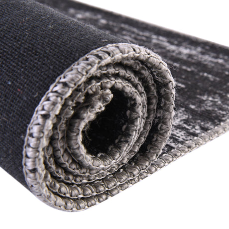 Black 5' x 5' Asha Round Area Rug 100% Chenille Cotton Easy Clean Indoor Living Dining Bedroom Office Carpet for Sale at Rug Engine