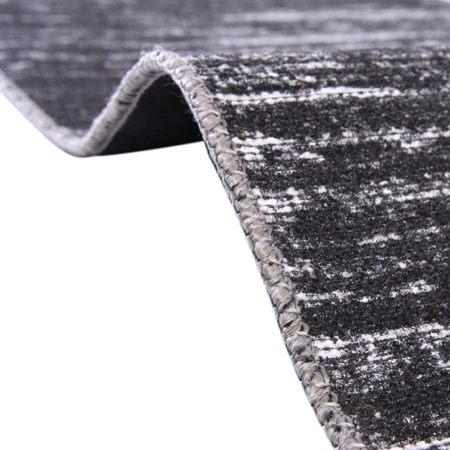 Black 7' 6 x 10' 6 Asha Oval Area Rug 100% Chenille Cotton Easy Clean Indoor Living Dining Bedroom Office Carpet for Sale at Rug Engine