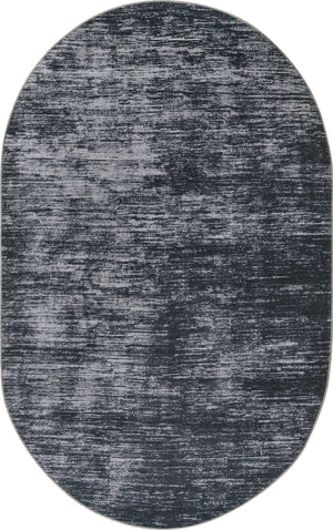 Black 5' x 8' Asha Oval Area Rug 100% Chenille Cotton Easy Clean Indoor Living Dining Bedroom Office Carpet for Sale at Rug Engine