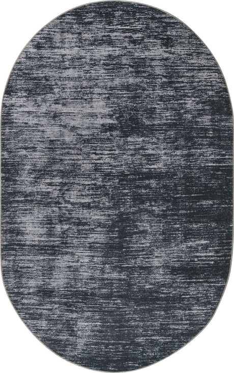 Black 5' x 8' Asha Oval Area Rug 100% Chenille Cotton Easy Clean Indoor Living Dining Bedroom Office Carpet for Sale at Rug Engine
