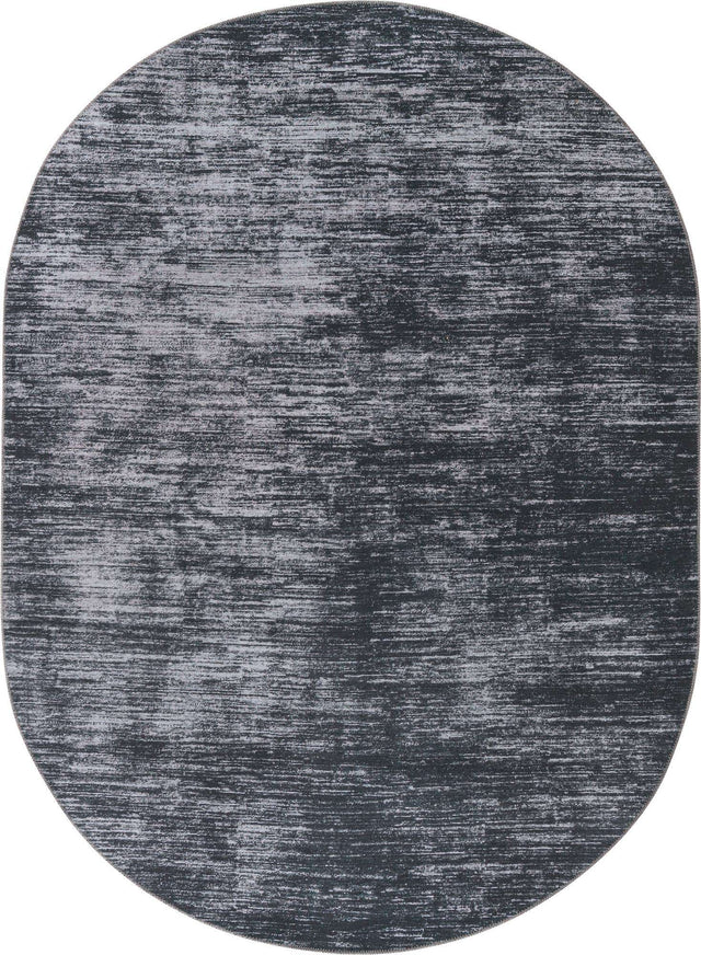 Black 7' 6 x 10' 6 Asha Oval Area Rug 100% Chenille Cotton Easy Clean Indoor Living Dining Bedroom Office Carpet for Sale at Rug Engine