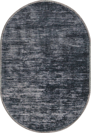 Black 2' x 3' Asha Oval Area Rug 100% Chenille Cotton Easy Clean Indoor Living Dining Bedroom Office Carpet for Sale at Rug Engine