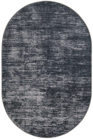 Black 4' x 6' Asha Oval Area Rug 100% Chenille Cotton Easy Clean Indoor Living Dining Bedroom Office Carpet for Sale at Rug Engine