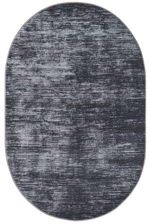 Black 3' 6 x 5' 6 Asha Oval Area Rug 100% Chenille Cotton Easy Clean Indoor Living Dining Bedroom Office Carpet for Sale at Rug Engine