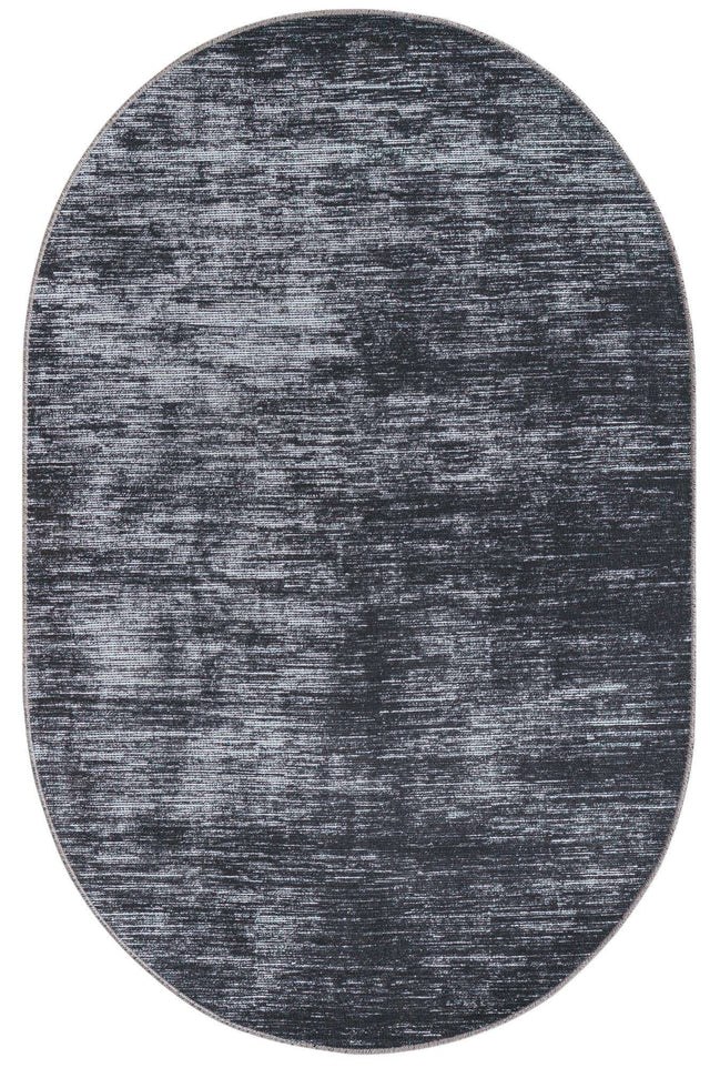 Black 3' 6 x 5' 6 Asha Oval Area Rug 100% Chenille Cotton Easy Clean Indoor Living Dining Bedroom Office Carpet for Sale at Rug Engine