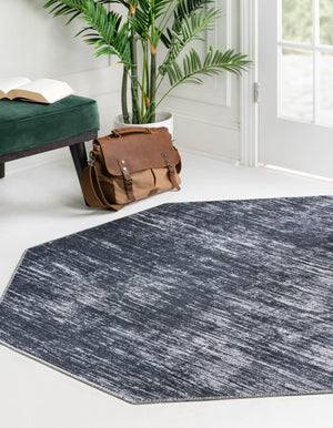 Black 5' x 5' Asha Octagon Area Rug 100% Chenille Cotton Easy Clean Indoor Living Dining Bedroom Office Carpet for Sale at Rug Engine