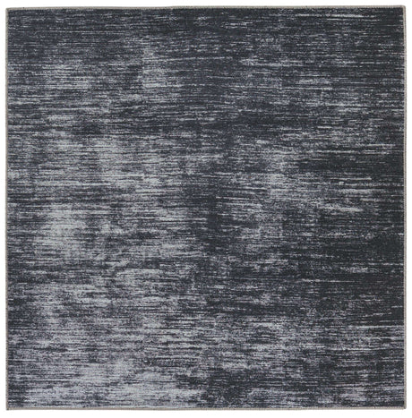 Black 5' x 5' Asha Square Area Rug 100% Chenille Cotton Easy Clean Indoor Living Dining Bedroom Office Carpet for Sale at Rug Engine