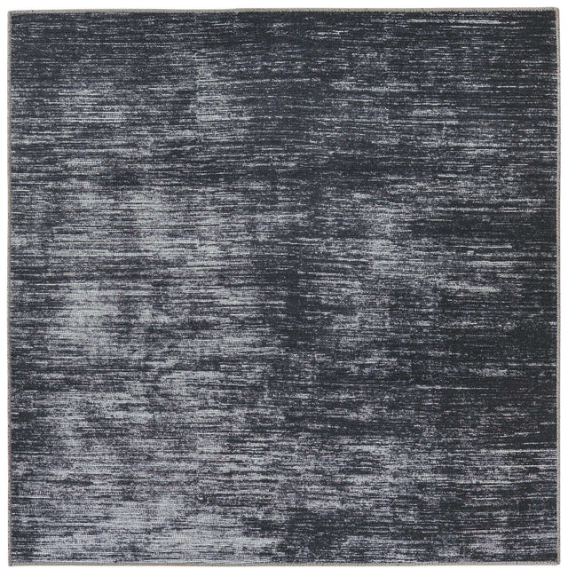 Black 5' x 5' Asha Square Area Rug 100% Chenille Cotton Easy Clean Indoor Living Dining Bedroom Office Carpet for Sale at Rug Engine