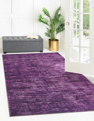 Purple 7' 10 x 11' Asha Rectangle Area Rug 100% Chenille Cotton Easy Clean Indoor Living Dining Bedroom Office Carpet for Sale at Rug Engine
