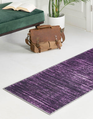 Purple 2' x 5' Asha Runner Area Rug 100% Chenille Cotton Easy Clean Indoor Living Dining Bedroom Office Carpet for Sale at Rug Engine