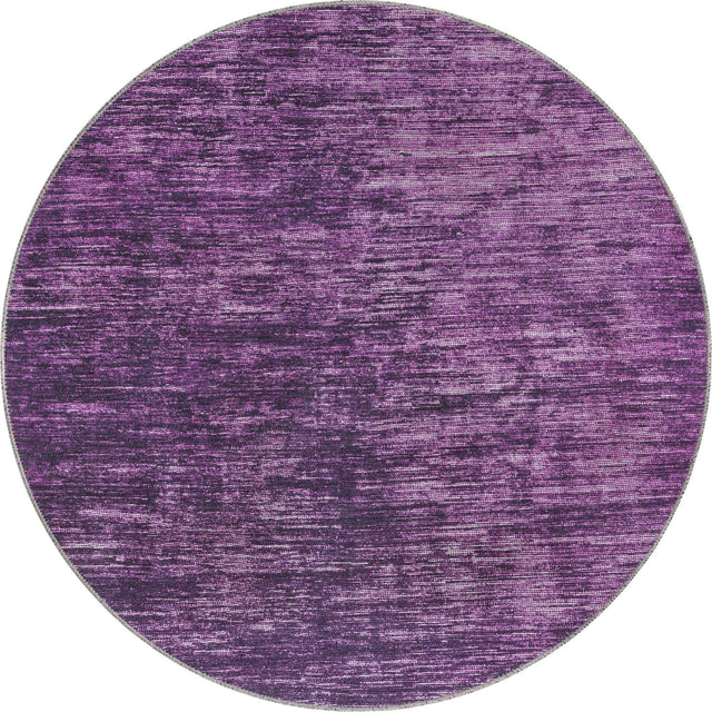 Purple 5' x 5' Asha Round Area Rug 100% Chenille Cotton Easy Clean Indoor Living Dining Bedroom Office Carpet for Sale at Rug Engine