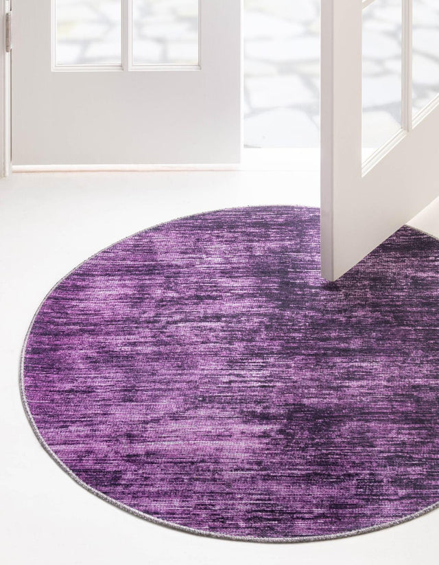 Purple 7' 7 x 7' 7 Asha Round Area Rug 100% Chenille Cotton Easy Clean Indoor Living Dining Bedroom Office Carpet for Sale at Rug Engine