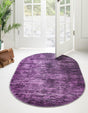 Purple 4' x 6' Asha Oval Area Rug 100% Chenille Cotton Easy Clean Indoor Living Dining Bedroom Office Carpet for Sale at Rug Engine