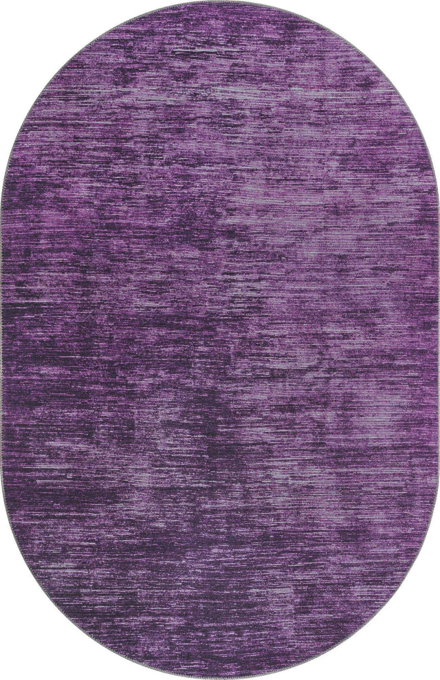 Purple 5' x 8' Asha Oval Area Rug 100% Chenille Cotton Easy Clean Indoor Living Dining Bedroom Office Carpet for Sale at Rug Engine