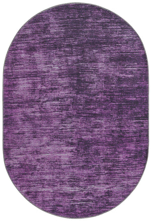 Purple 4' x 6' Asha Oval Area Rug 100% Chenille Cotton Easy Clean Indoor Living Dining Bedroom Office Carpet for Sale at Rug Engine