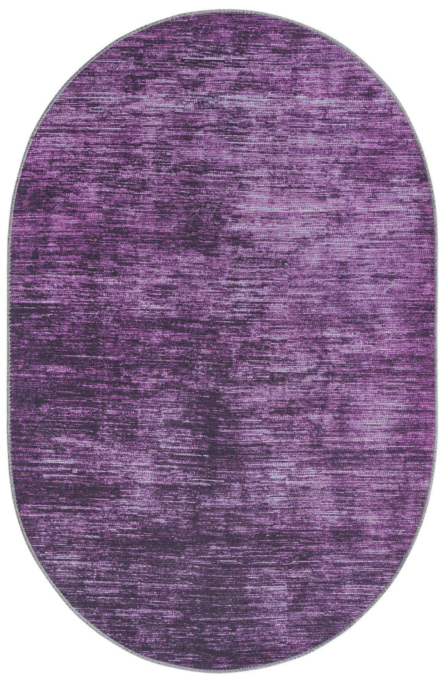 Purple 3' 6 x 5' 6 Asha Oval Area Rug 100% Chenille Cotton Easy Clean Indoor Living Dining Bedroom Office Carpet for Sale at Rug Engine