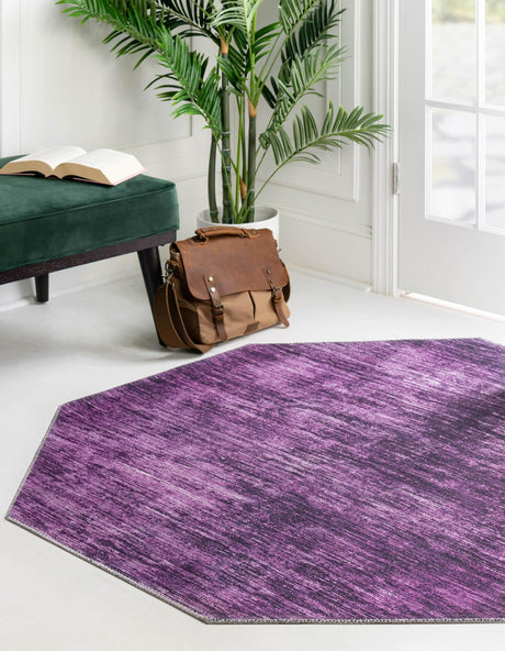Purple 5' x 5' Asha Octagon Area Rug 100% Chenille Cotton Easy Clean Indoor Living Dining Bedroom Office Carpet for Sale at Rug Engine