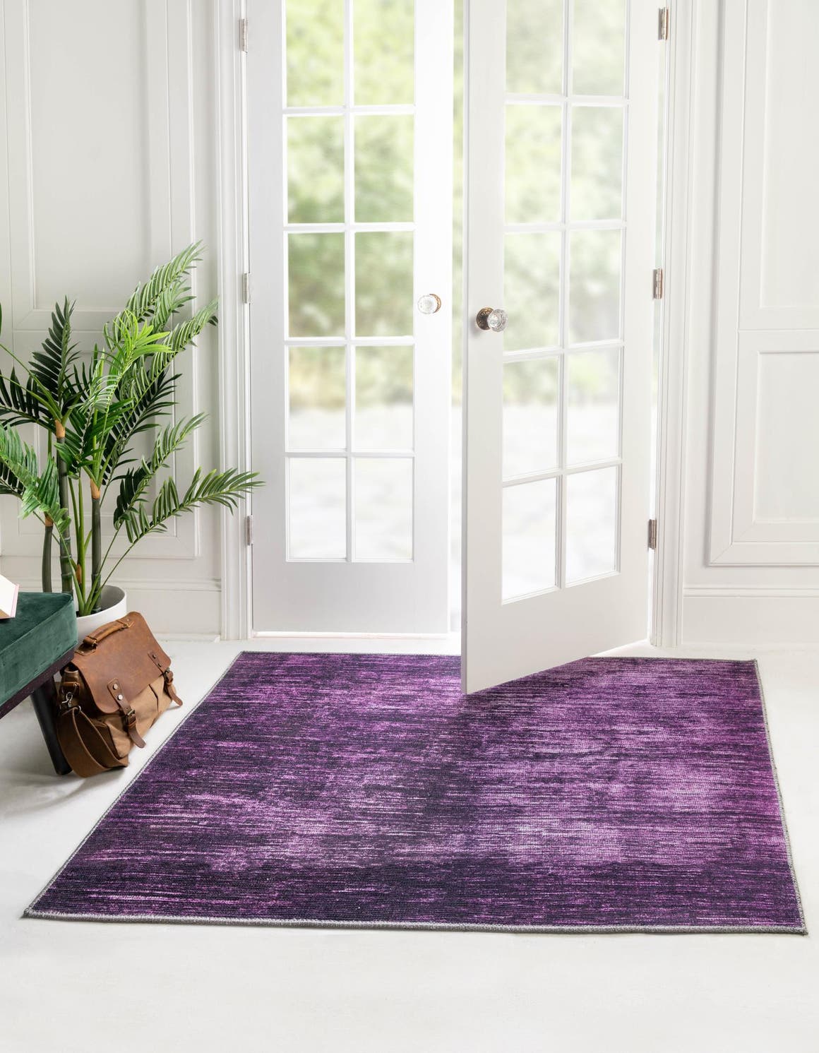 Purple 7' 7 x 7' 7 Asha Square Area Rug 100% Chenille Cotton Easy Clean Indoor Living Dining Bedroom Office Carpet for Sale at Rug Engine