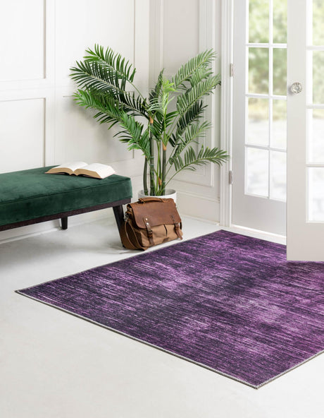 Purple 5' x 5' Asha Square Area Rug 100% Chenille Cotton Easy Clean Indoor Living Dining Bedroom Office Carpet for Sale at Rug Engine