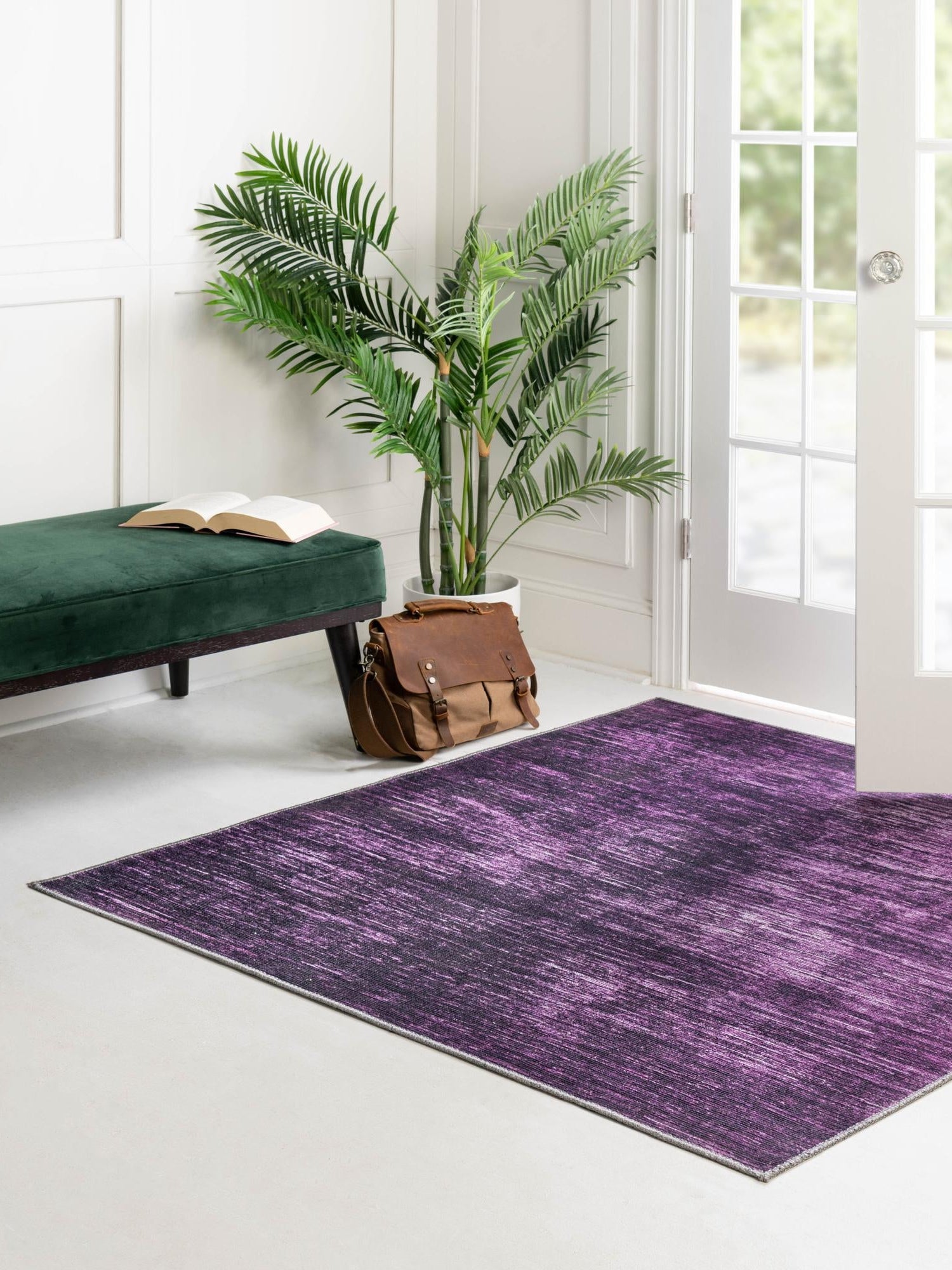 Purple 7' 7 x 7' 7 Asha Square Area Rug 100% Chenille Cotton Easy Clean Indoor Living Dining Bedroom Office Carpet for Sale at Rug Engine