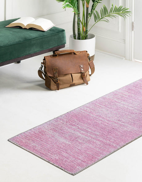 Pink 2' x 5' Asha Runner Area Rug 100% Chenille Cotton Easy Clean Indoor Living Dining Bedroom Office Carpet for Sale at Rug Engine