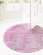 Pink 3' 6 x 3' 6 Asha Round Area Rug 100% Chenille Cotton Easy Clean Indoor Living Dining Bedroom Office Carpet for Sale at Rug Engine