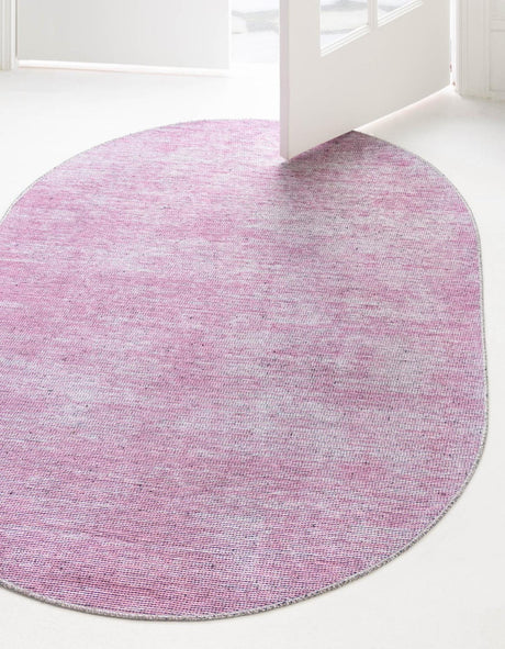 Pink 5' x 8' Asha Oval Area Rug 100% Chenille Cotton Easy Clean Indoor Living Dining Bedroom Office Carpet for Sale at Rug Engine