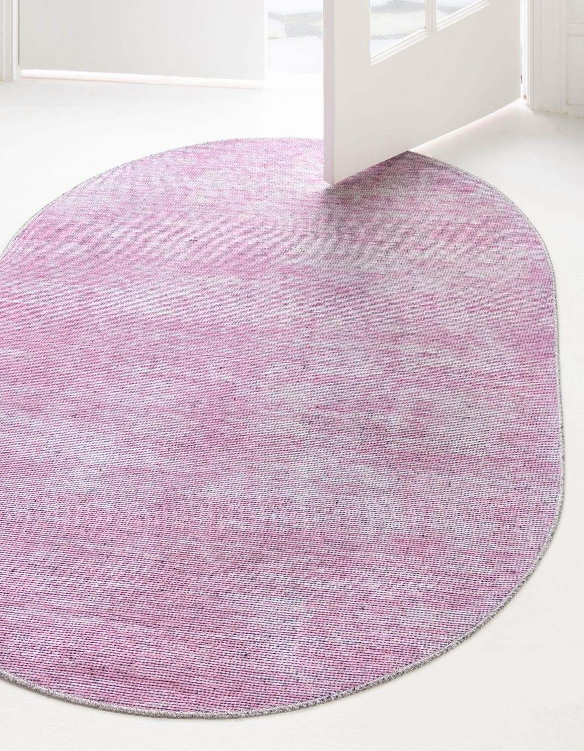 Pink 2' x 3' Asha Oval Area Rug 100% Chenille Cotton Easy Clean Indoor Living Dining Bedroom Office Carpet for Sale at Rug Engine