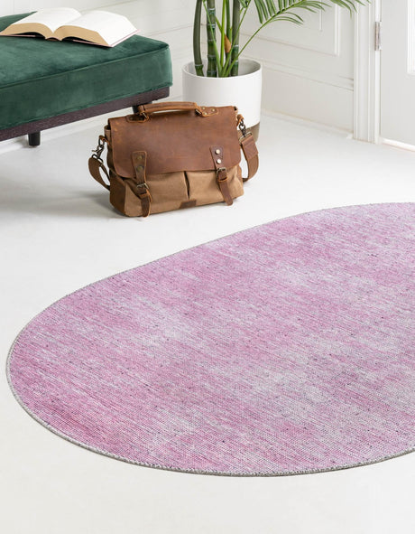 Pink 2' x 3' Asha Oval Area Rug 100% Chenille Cotton Easy Clean Indoor Living Dining Bedroom Office Carpet for Sale at Rug Engine