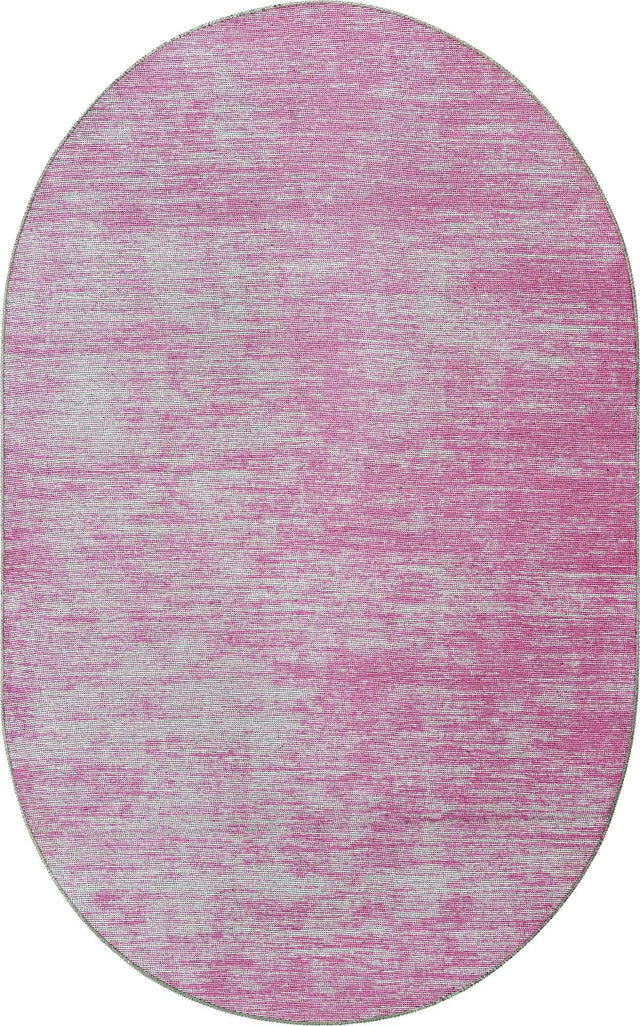 Pink 5' x 8' Asha Oval Area Rug 100% Chenille Cotton Easy Clean Indoor Living Dining Bedroom Office Carpet for Sale at Rug Engine