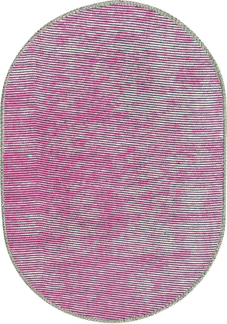 Pink 2' x 3' Asha Oval Area Rug 100% Chenille Cotton Easy Clean Indoor Living Dining Bedroom Office Carpet for Sale at Rug Engine