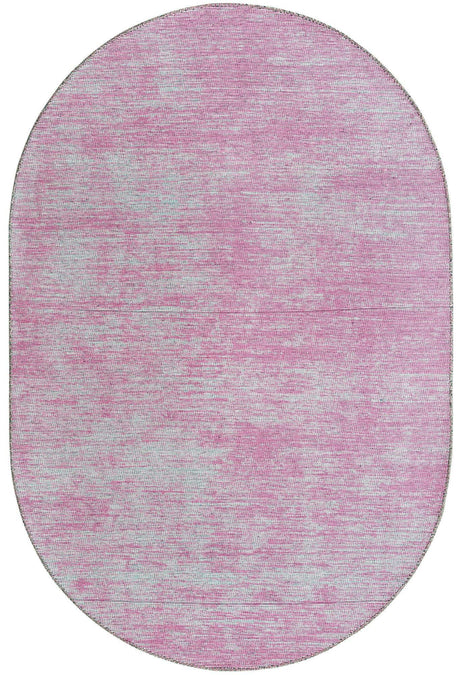 Pink 4' x 6' Asha Oval Area Rug 100% Chenille Cotton Easy Clean Indoor Living Dining Bedroom Office Carpet for Sale at Rug Engine