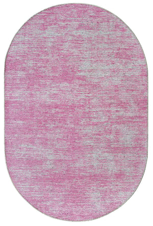 Pink 3' 6 x 5' 6 Asha Oval Area Rug 100% Chenille Cotton Easy Clean Indoor Living Dining Bedroom Office Carpet for Sale at Rug Engine