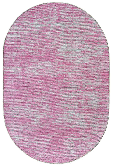 Pink 3' 6 x 5' 6 Asha Oval Area Rug 100% Chenille Cotton Easy Clean Indoor Living Dining Bedroom Office Carpet for Sale at Rug Engine