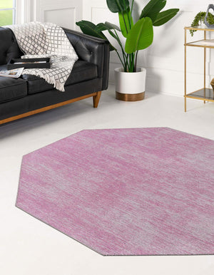 Pink 7' 7 x 7' 7 Asha Octagon Area Rug 100% Chenille Cotton Easy Clean Indoor Living Dining Bedroom Office Carpet for Sale at Rug Engine